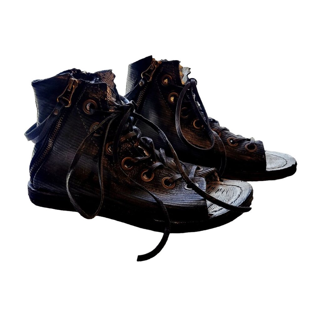 A.S.98 Rhett Black Leather Gladiator Sandals Shoes Women Eur 37
